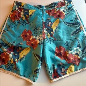 DC Blue and Red Board Shorts Vibrant Swimwear